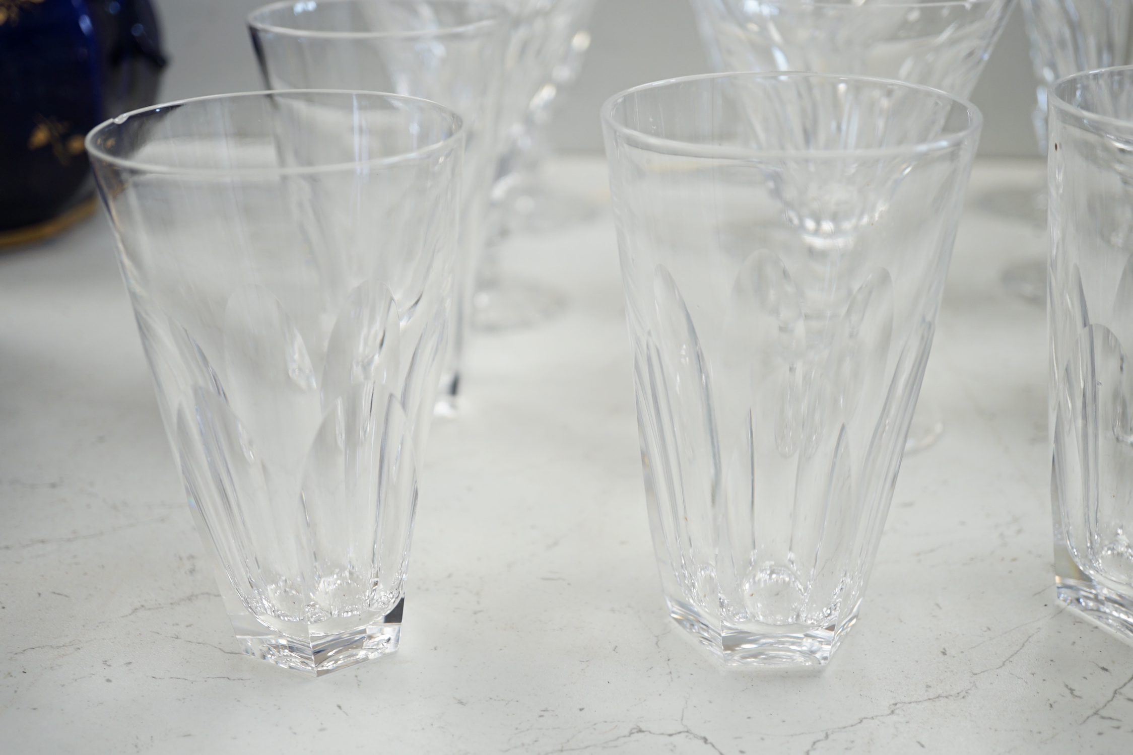 Waterford crystal. A set of seven wine glasses and five tumblers and another wine glass